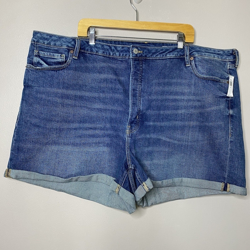 Old Navy Women's O.G. Straight High‎ Rise Denim Cuffed Shorts Plus Size 28